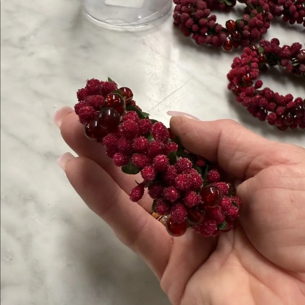 Vintage Pier One Imports Sugared Cranberry Napkin Ring Set of 14